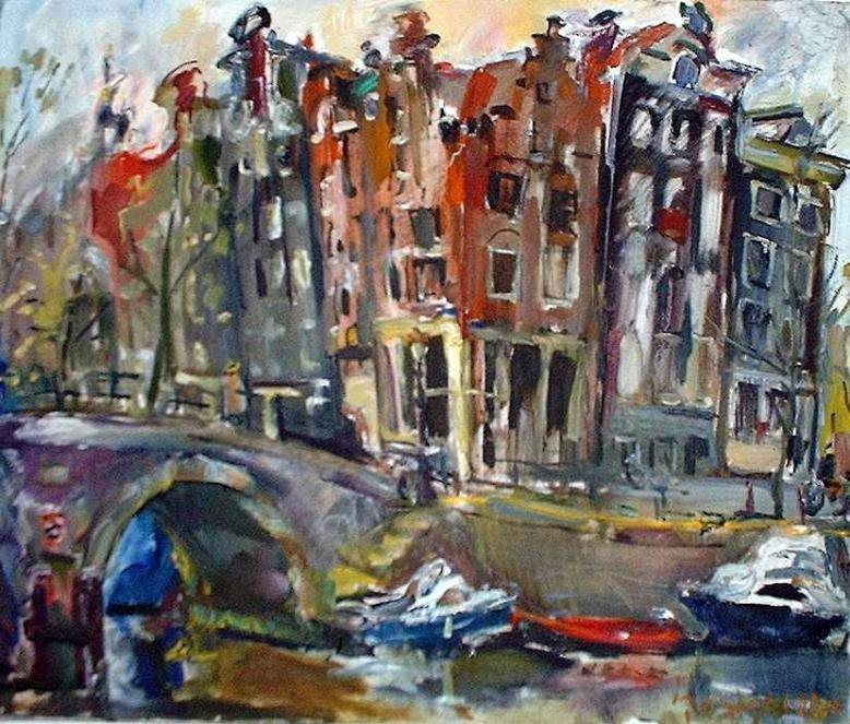 Amsterdam by Anna Khodorkovski, Europe, Cityscape from international plein air work