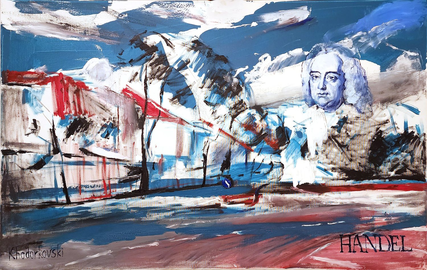 Modiin, Music of Handel by Anna Khodorkovski, Israel, Oil and acrylic on canvas, 89 x 140 cm, 2022